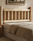 Natural Clear Finish Cedar Log Queen Headboard