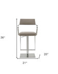 Taupe And Silver Faux Leather And Steel Bar Chair