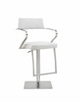 White And Silver Faux Leather And Steel Bar Chair