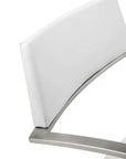 White And Silver Faux Leather And Steel Bar Chair