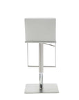 White And Silver Faux Leather And Steel Bar Chair