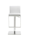White And Silver Faux Leather And Steel Bar Chair