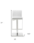 White And Silver Faux Leather And Steel Bar Chair