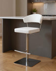 White And Silver Faux Leather And Steel Bar Chair