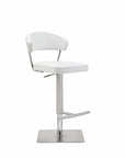 White And Silver Faux Leather And Steel Bar Chair