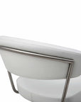 White And Silver Faux Leather And Steel Bar Chair