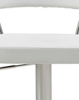 White And Silver Faux Leather And Steel Bar Chair