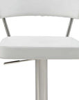 White And Silver Faux Leather And Steel Bar Chair