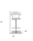 White And Silver Faux Leather And Steel Bar Chair