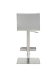 White And Silver Faux Leather And Steel Counter Height Bar Chair