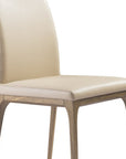 Set of Two Taupe and Brown Upholstered Faux Leather Dining Side Chairs