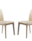Set of Two Taupe and Brown Upholstered Faux Leather Dining Side Chairs