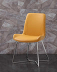 Set of Two Orange and Silver Upholstered Dining Side Chairs