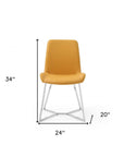 Set of Two Orange and Silver Upholstered Dining Side Chairs