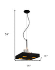 14 X 14 X 59 Black Stainless Steel Pendant Lamp
