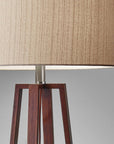 Walnut Wood Finish Linen Fabric Shade Table Lamp