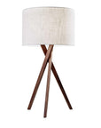Tripod Leg Walnut Wood Table Lamp