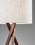 Tripod Leg Walnut Wood Table Lamp