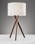 Tripod Leg Walnut Wood Table Lamp
