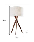 Tripod Leg Walnut Wood Table Lamp