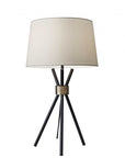 Black Metal Tripod Leg With Antique Brass Accent Table Lamp