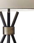 Black Metal Tripod Leg With Antique Brass Accent Table Lamp