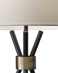 Black Metal Tripod Leg With Antique Brass Accent Table Lamp