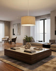 Burlap Fabric Light Brown Electric Drum Pendant Lamp