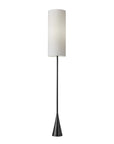 74" Black Floor Lamp With White Fabric Shade