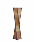 50" Black Floor Lamp With Black and Tan Twisted Cylinder Shade