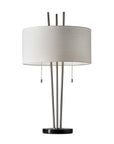 Stylish Triple Pole Brushed Steel Metal Table Lamp