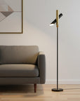 68" Black Metal LED Floor Lamp With Black Metal Cylinder Shade