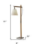 61" Natural Solid Wood Task With White Cotton Shade