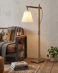 61" Natural Solid Wood Task With White Cotton Shade