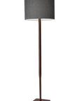 59" Natural Solid Wood Floor Lamp With White Linen Drum Shade