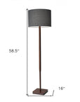 59" Natural Solid Wood Floor Lamp With White Linen Drum Shade