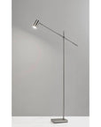 63" Black And Gold Adjustable LED Task Floor Lamp With Antiqued Brass Metal Cylinder Shade