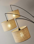 74" Silver Three Light Tree Floor Lamp With White Linen Drum Shade