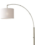 74" Brass Metal Arc Floor Lamp With Off White Linen Drum Shade
