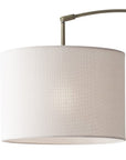 74" Brass Metal Arc Floor Lamp With Off White Linen Drum Shade