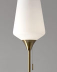 71" Brass Metal Torchiere Floor Lamp With White Glass Novelty Shade