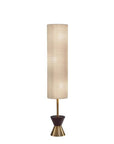59" Brass Column With Beige Fabric Shade