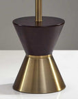 59" Brass Column With Beige Fabric Shade