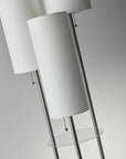 68" Silver Three Light Novelty Floor Lamp With White Linen Cylinder Shade
