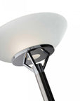 Frosted Glass Shade Uplighting Torchiere In Brushed Steel