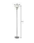 72" Silver With White Glass Shade