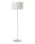 60" White Floor Lamp With White Fabric Drum Shade