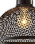 Caged Black Metal Small Ceiling Pendant