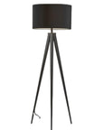 60" Natural Metal Tripod Floor Lamp With White Fabric Drum Shade
