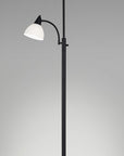71" Silver Metal Two Light Torchiere Floor Lamp With White Bowl Shade